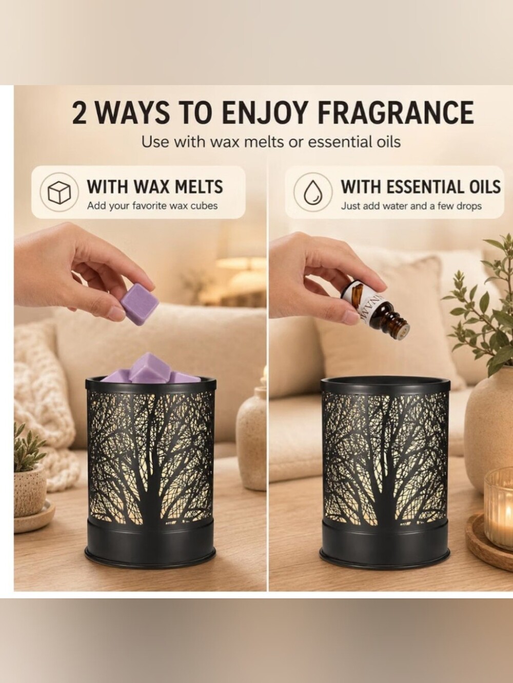 Black Tree Cutout Wax Melt & Essential Oil Warmer